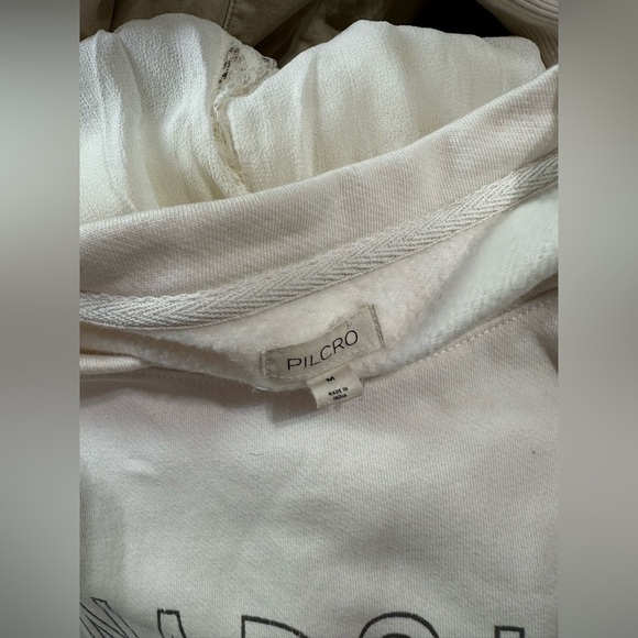 NWOT Pilcro Anthropologie Cream Graphic Twofer Mini Sweatshirt Dress - Picture 11 of 11